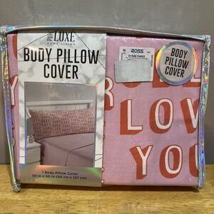 Pure Luxe Home Living Body Pillow‎ Cover Pink "Love Yourself" 20x50"